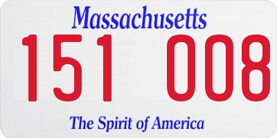 MA license plate 151OO8