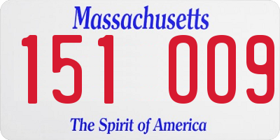 MA license plate 151OO9