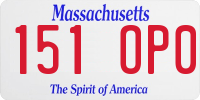 MA license plate 151OP0