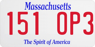 MA license plate 151OP3