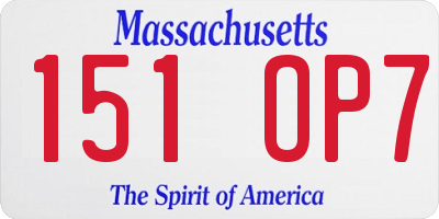 MA license plate 151OP7