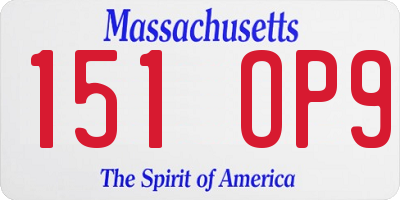 MA license plate 151OP9