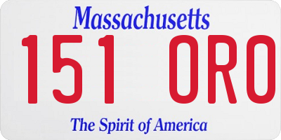 MA license plate 151OR0