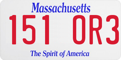 MA license plate 151OR3