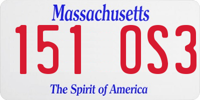 MA license plate 151OS3