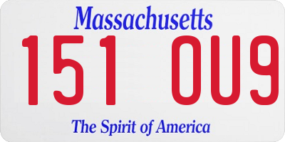 MA license plate 151OU9