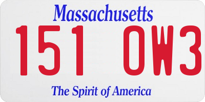 MA license plate 151OW3