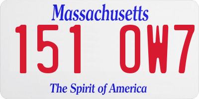 MA license plate 151OW7