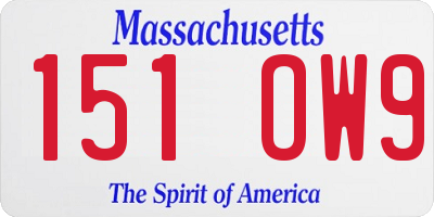 MA license plate 151OW9