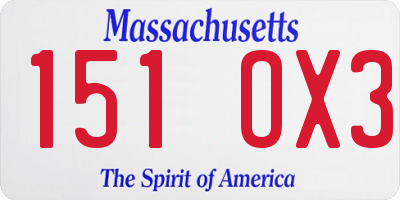 MA license plate 151OX3
