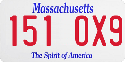 MA license plate 151OX9