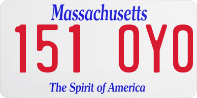 MA license plate 151OY0