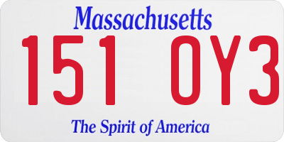 MA license plate 151OY3