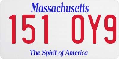 MA license plate 151OY9