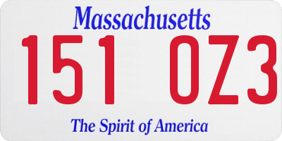 MA license plate 151OZ3