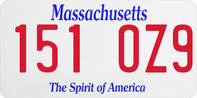 MA license plate 151OZ9