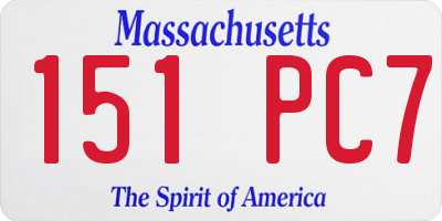 MA license plate 151PC7