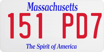 MA license plate 151PD7