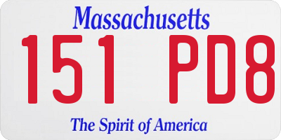 MA license plate 151PD8