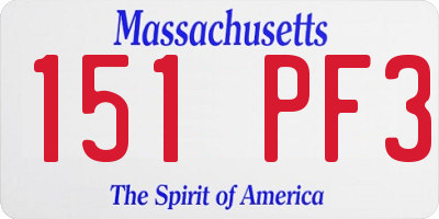 MA license plate 151PF3