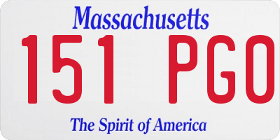 MA license plate 151PG0