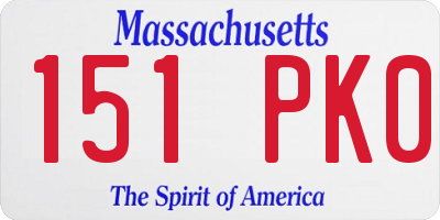 MA license plate 151PK0