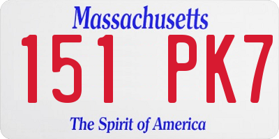 MA license plate 151PK7