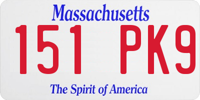 MA license plate 151PK9
