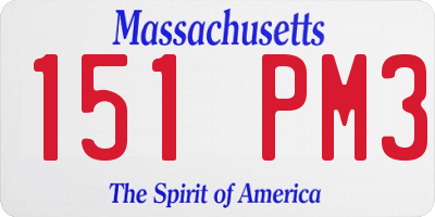 MA license plate 151PM3