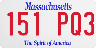MA license plate 151PQ3