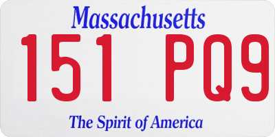 MA license plate 151PQ9
