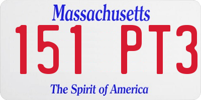 MA license plate 151PT3