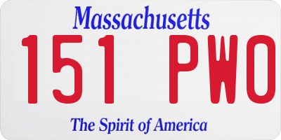 MA license plate 151PW0