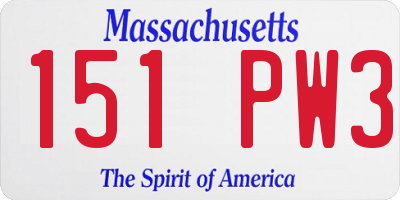MA license plate 151PW3