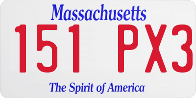 MA license plate 151PX3