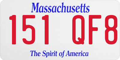 MA license plate 151QF8