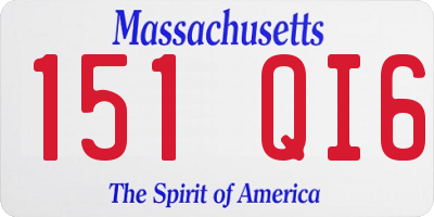 MA license plate 151QI6
