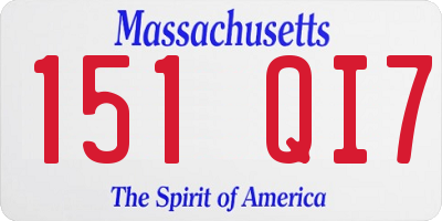 MA license plate 151QI7