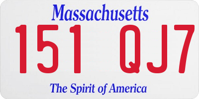 MA license plate 151QJ7