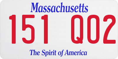 MA license plate 151QO2