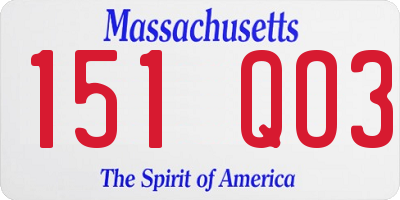 MA license plate 151QO3