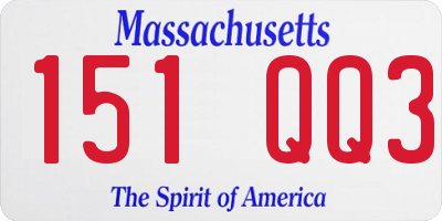 MA license plate 151QQ3