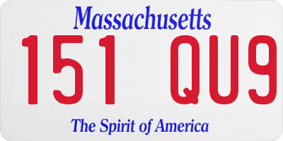 MA license plate 151QU9