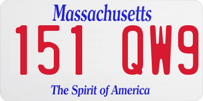 MA license plate 151QW9