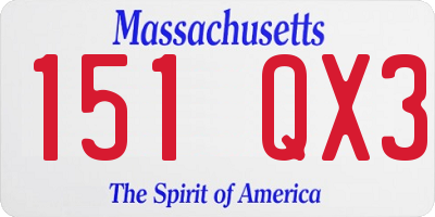 MA license plate 151QX3