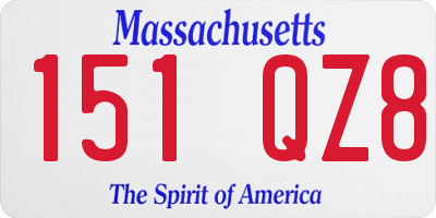 MA license plate 151QZ8