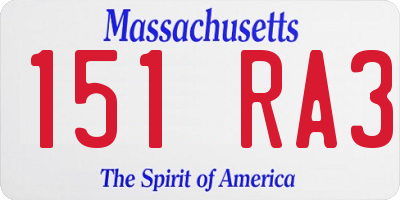 MA license plate 151RA3