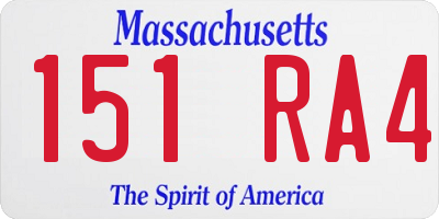 MA license plate 151RA4
