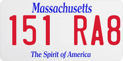 MA license plate 151RA8