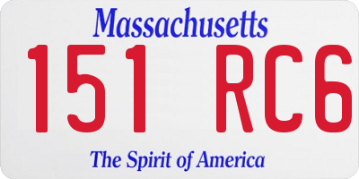 MA license plate 151RC6